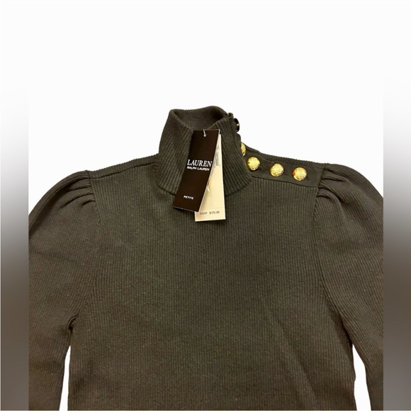 Ralph Lauren Black Turtleneck Sweater with Gold Buttons - Picture 4 of 5